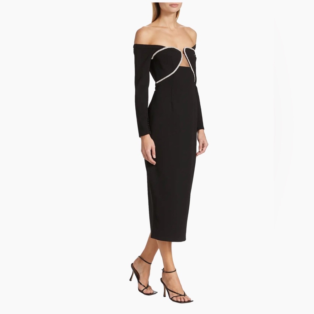 Self-Portrait Embellished Molded Midi-Dress